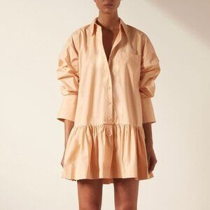NWT Shona joy Isabella wide cuff mini shirt dress apricot
